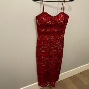 Xscape Elegant Red Lace Dress